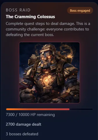 QuestGuide boss raid community challenge screen