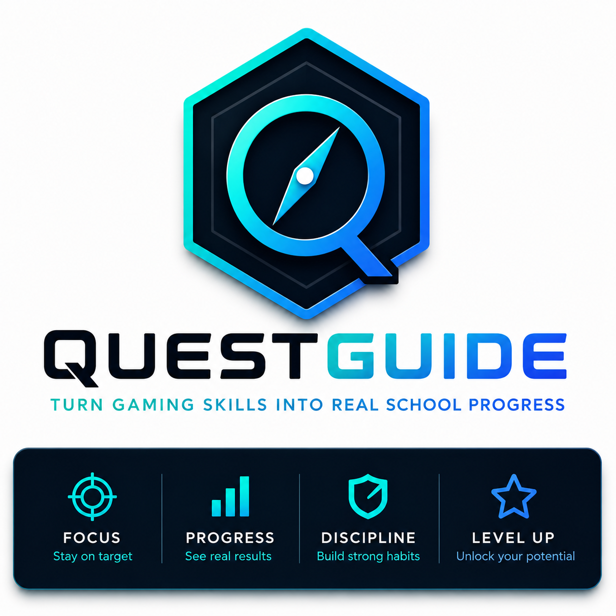 QuestGuide logo and product pillars